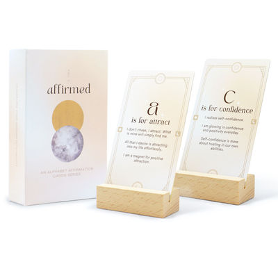 金のエッジラミネーション ポジティブな日々の肯定カード デッキ 女性用カスタム印刷